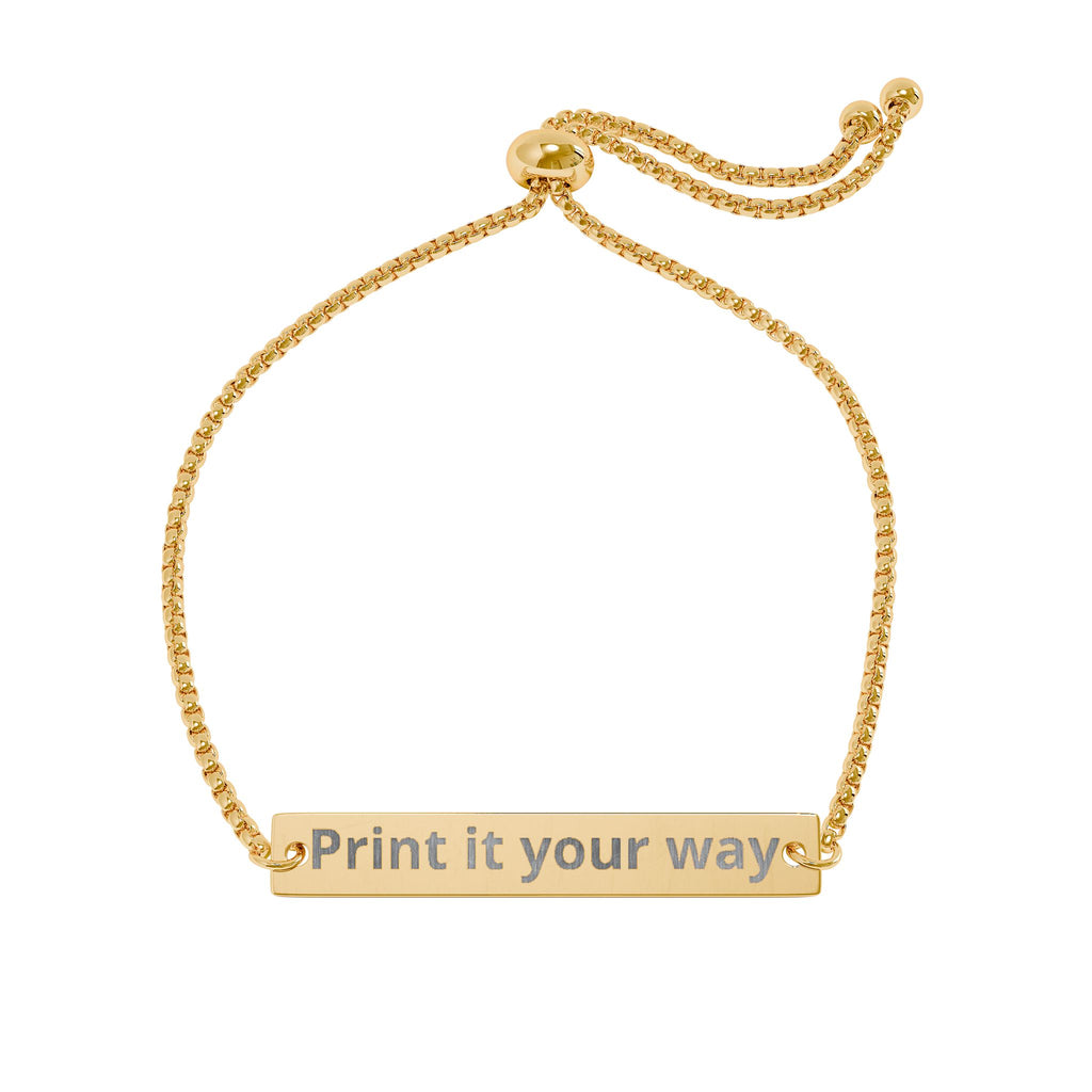 Personalized Engraved Bar Bracelet — Adjustable Gold Nameplate
