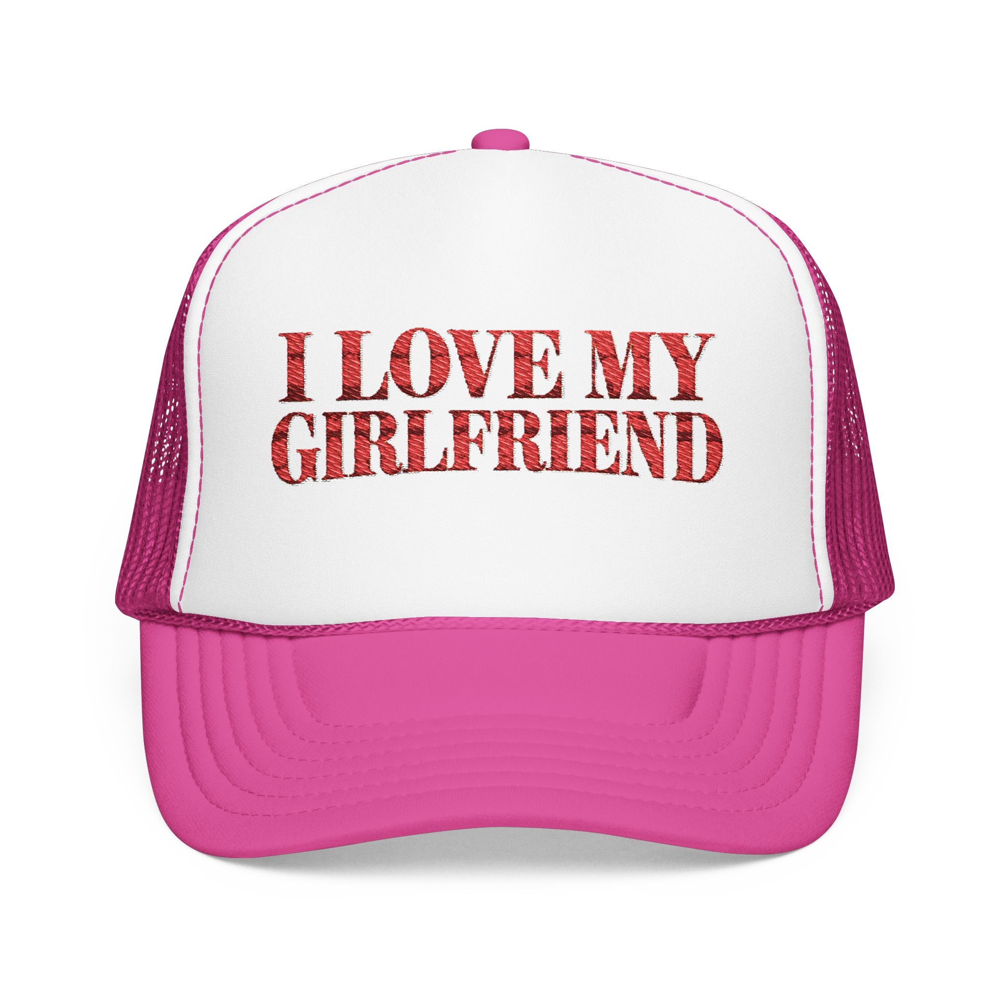 I Love My Girlfriend - Foam Trucker Hat - Red Love