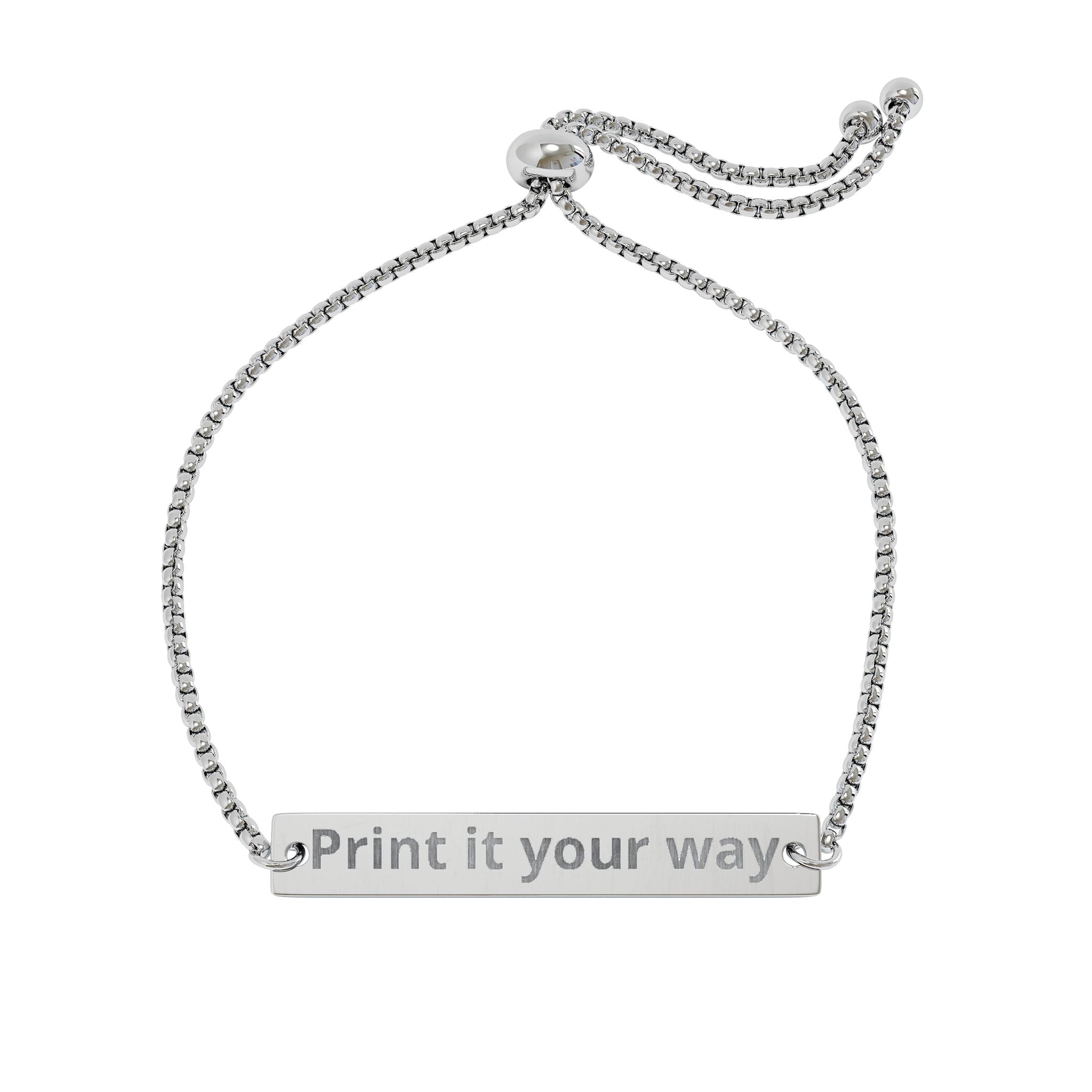 Personalized Engraved Bar Bracelet — Adjustable Gold Nameplate