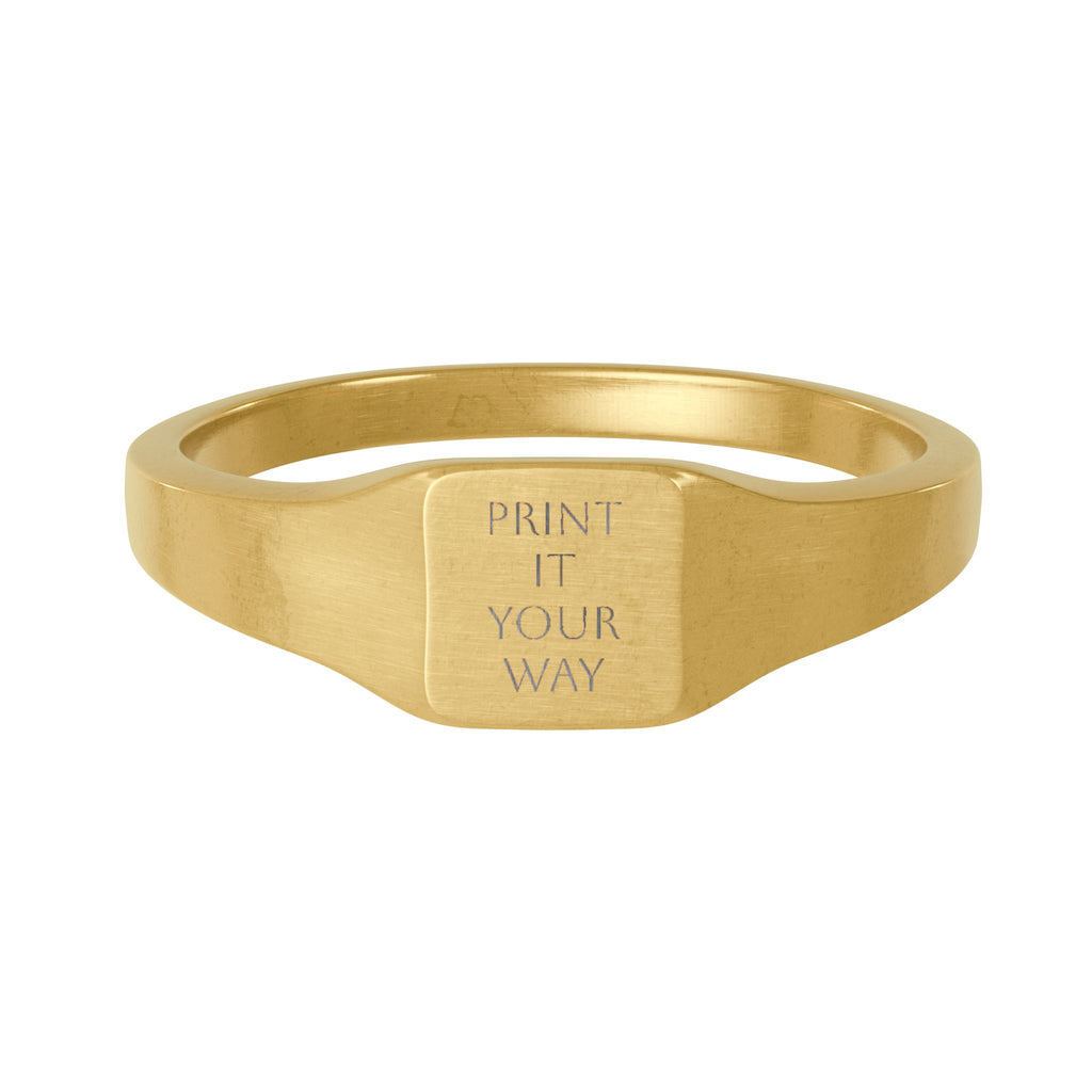 Custom Engraved Square Signet Ring — Personalized Stainless Steel Band