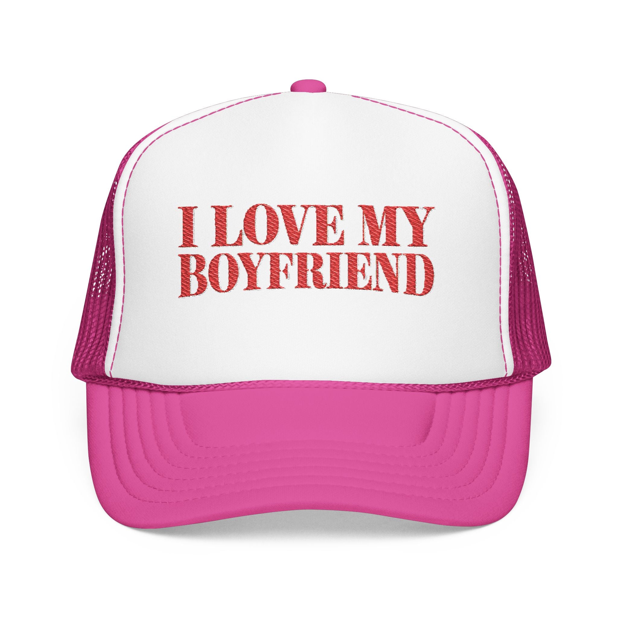 I Love My Boyfriend - Foam Trucker Hat - Red Love