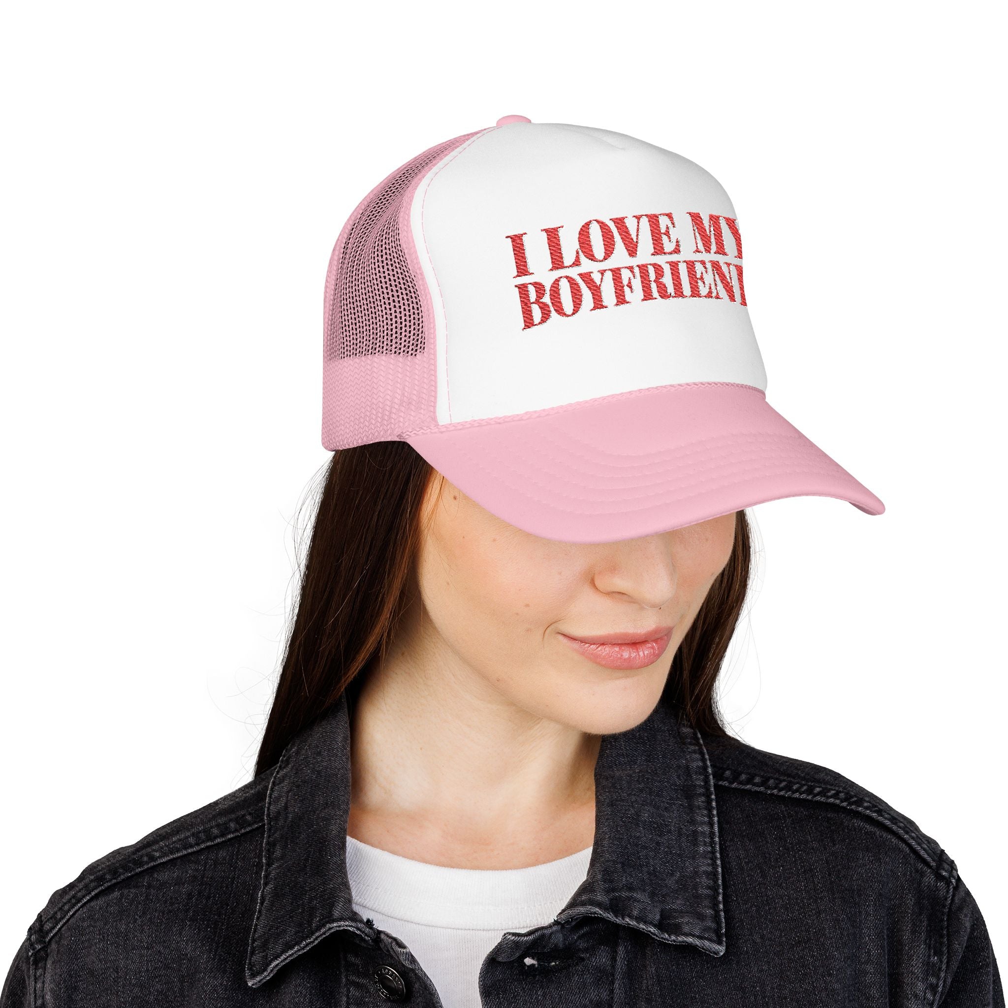 I Love My Boyfriend - Foam Trucker Hat - Red Love