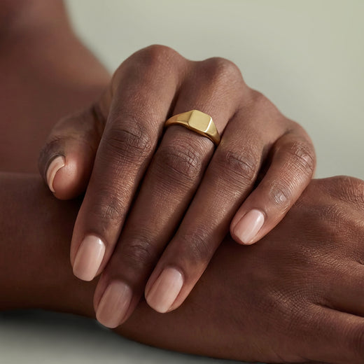 Custom Engraved Square Signet Ring — Personalized Stainless Steel Band
