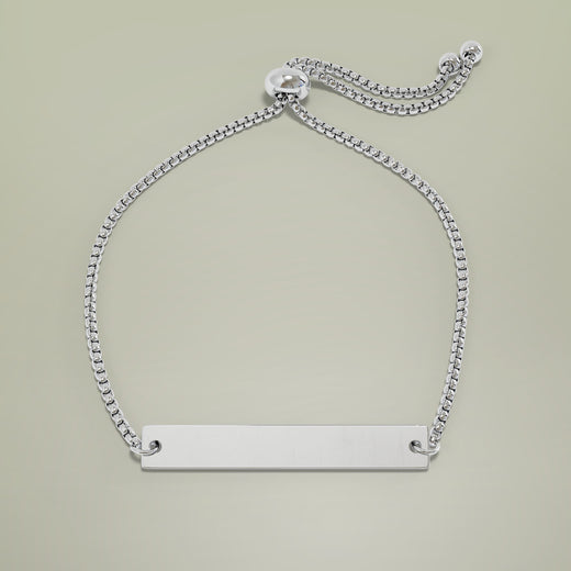 Personalized Engraved Bar Bracelet — Adjustable Gold Nameplate