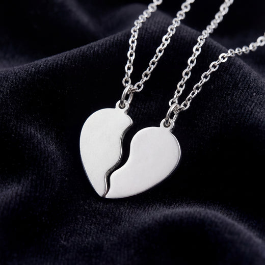Engraved Break-Apart Heart Necklace Set — Best Friends / Couples Split Pendant