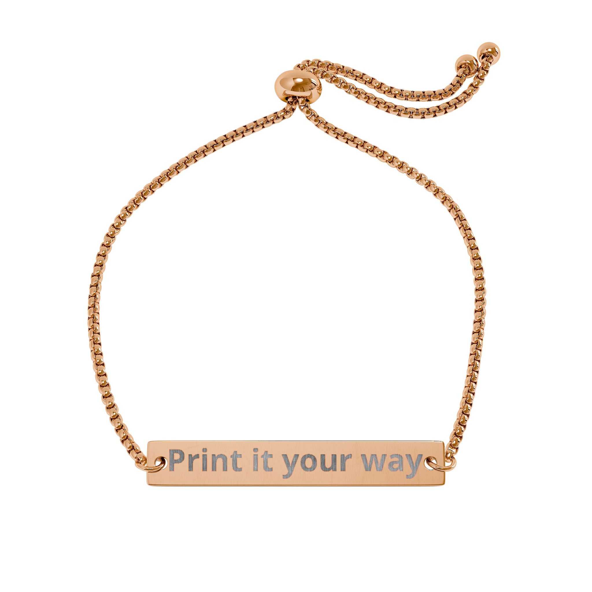 Personalized Engraved Bar Bracelet — Adjustable Gold Nameplate